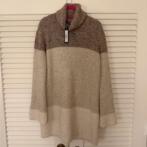Steve Madden Brown and Cream Cowl Neck Sweater